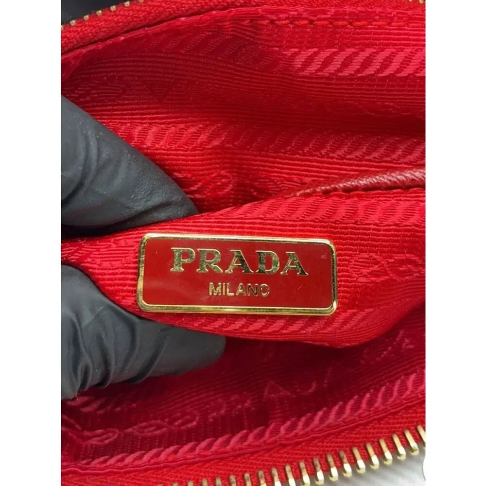 NEW, PRADA Rosso Tessuto Nylon And Saffiano Leather Small Crossbody Bag,